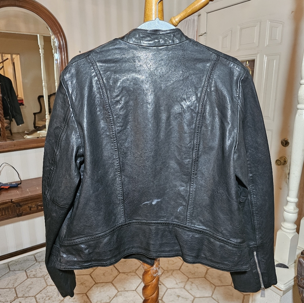 Ralph Lauren Black Leather Motorcycle Jacket - Picture 3 of 9